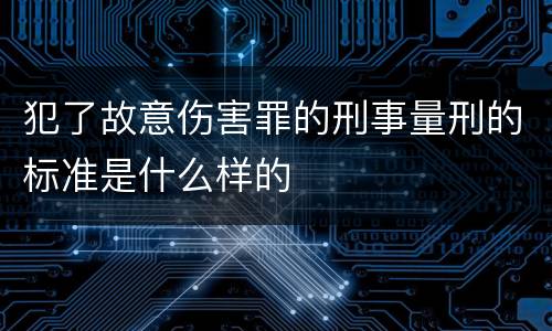 犯了故意伤害罪的刑事量刑的标准是什么样的