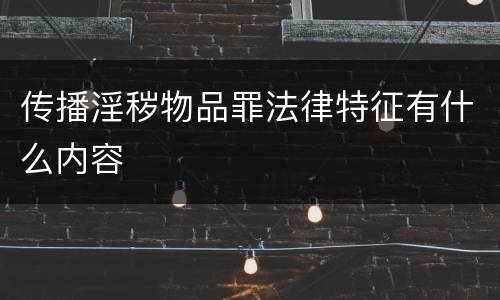 传播淫秽物品罪法律特征有什么内容