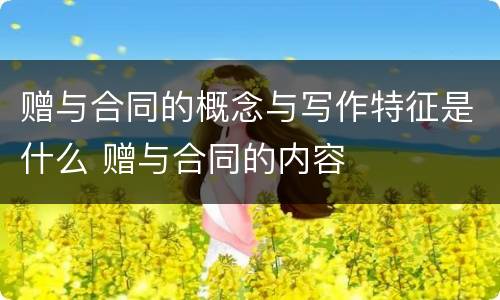 赠与合同的概念与写作特征是什么 赠与合同的内容