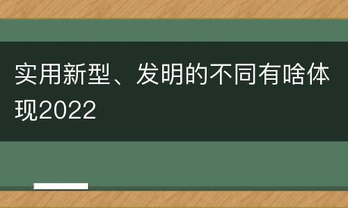 实用新型、发明的不同有啥体现2022
