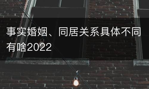 事实婚姻、同居关系具体不同有啥2022