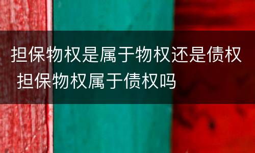 担保物权是属于物权还是债权 担保物权属于债权吗
