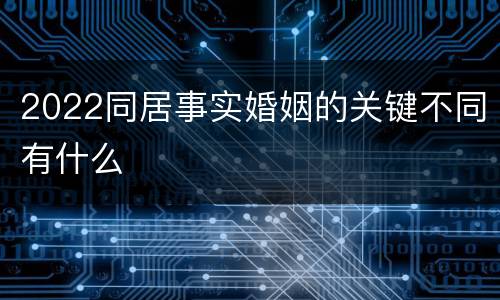 2022同居事实婚姻的关键不同有什么
