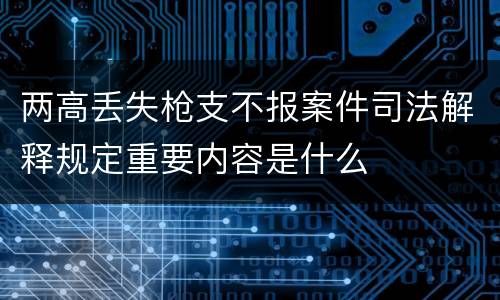 两高丢失枪支不报案件司法解释规定重要内容是什么