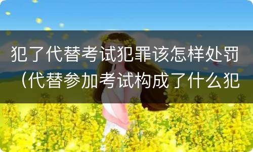 犯了代替考试犯罪该怎样处罚（代替参加考试构成了什么犯罪）