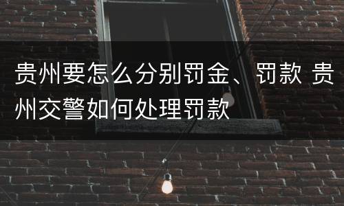 贵州要怎么分别罚金、罚款 贵州交警如何处理罚款