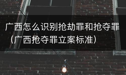 广西怎么识别抢劫罪和抢夺罪（广西抢夺罪立案标准）