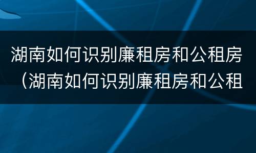 湖南如何识别廉租房和公租房（湖南如何识别廉租房和公租房信息）