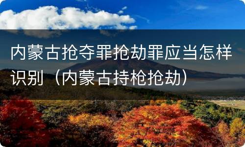 内蒙古抢夺罪抢劫罪应当怎样识别（内蒙古持枪抢劫）