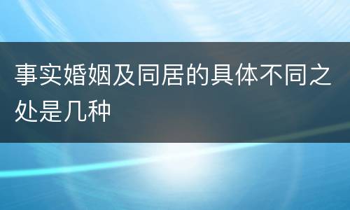 事实婚姻及同居的具体不同之处是几种