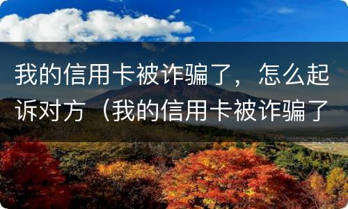 我的信用卡被诈骗了，怎么起诉对方（我的信用卡被诈骗了,怎么起诉对方呢）