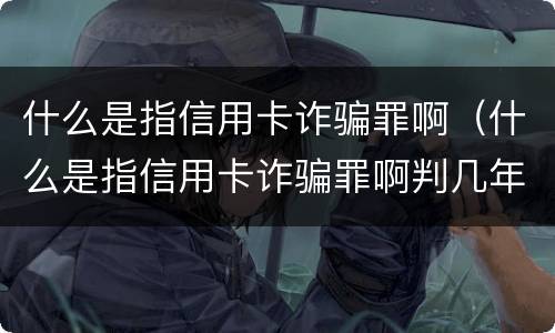 什么是指信用卡诈骗罪啊（什么是指信用卡诈骗罪啊判几年）