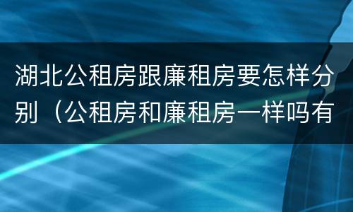 湖北公租房跟廉租房要怎样分别（公租房和廉租房一样吗有什么区别）