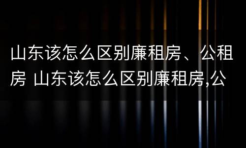 山东该怎么区别廉租房、公租房 山东该怎么区别廉租房,公租房和住宅