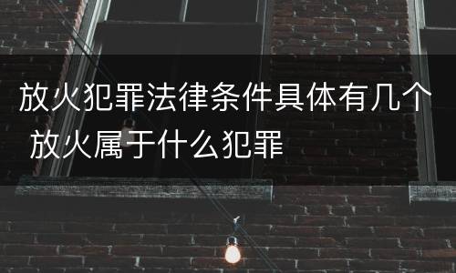 放火犯罪法律条件具体有几个 放火属于什么犯罪