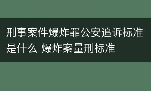 刑事案件爆炸罪公安追诉标准是什么 爆炸案量刑标准