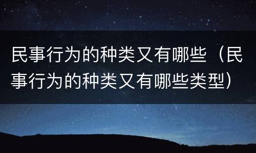 民事行为的种类又有哪些（民事行为的种类又有哪些类型）