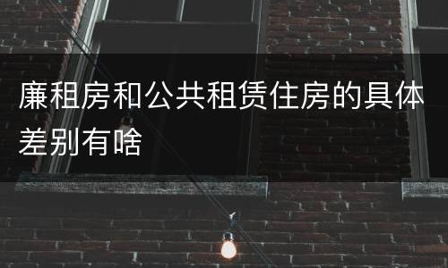 廉租房和公共租赁住房的具体差别有啥