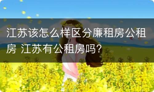 江苏该怎么样区分廉租房公租房 江苏有公租房吗?