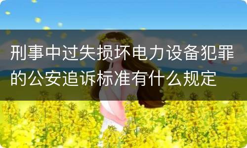 刑事中过失损坏电力设备犯罪的公安追诉标准有什么规定