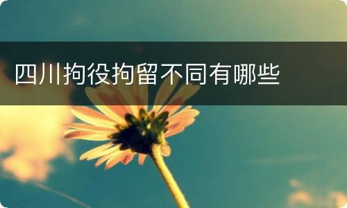 四川拘役拘留不同有哪些