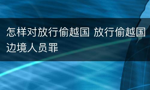 怎样对放行偷越国 放行偷越国边境人员罪