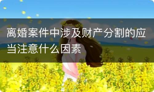 离婚案件中涉及财产分割的应当注意什么因素