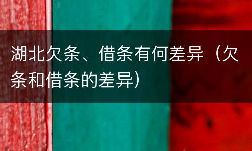 湖北欠条、借条有何差异（欠条和借条的差异）
