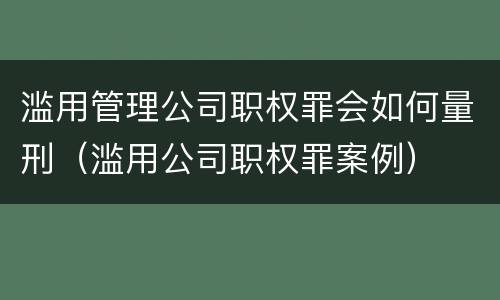 滥用管理公司职权罪会如何量刑（滥用公司职权罪案例）