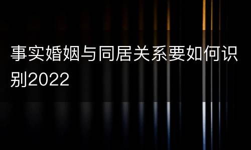 事实婚姻与同居关系要如何识别2022