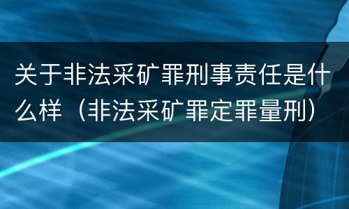 关于非法采矿罪刑事责任是什么样（非法采矿罪定罪量刑）