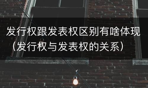 发行权跟发表权区别有啥体现（发行权与发表权的关系）