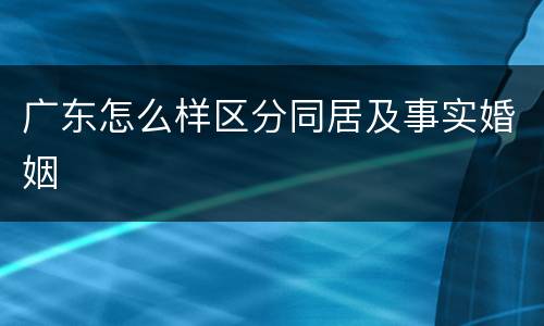 广东怎么样区分同居及事实婚姻