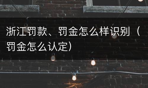 浙江罚款、罚金怎么样识别（罚金怎么认定）