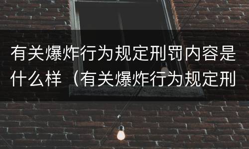 有关爆炸行为规定刑罚内容是什么样（有关爆炸行为规定刑罚内容是什么样的）