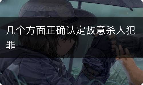 几个方面正确认定故意杀人犯罪