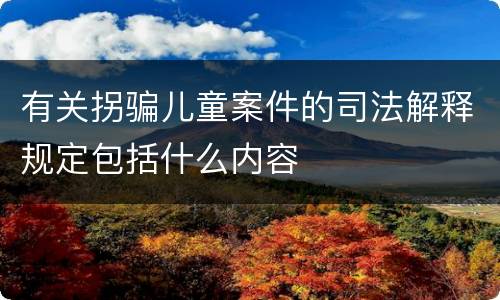 有关拐骗儿童案件的司法解释规定包括什么内容