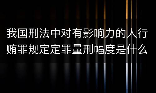 我国刑法中对有影响力的人行贿罪规定定罪量刑幅度是什么