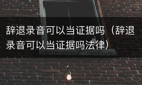 辞退录音可以当证据吗（辞退录音可以当证据吗法律）