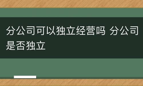 分公司可以独立经营吗 分公司是否独立