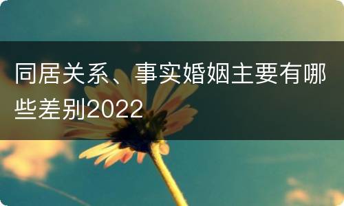 同居关系、事实婚姻主要有哪些差别2022