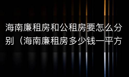 海南廉租房和公租房要怎么分别（海南廉租房多少钱一平方）