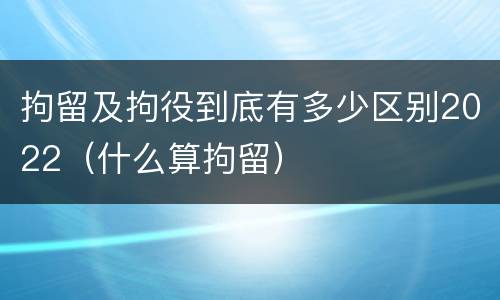 拘留及拘役到底有多少区别2022（什么算拘留）