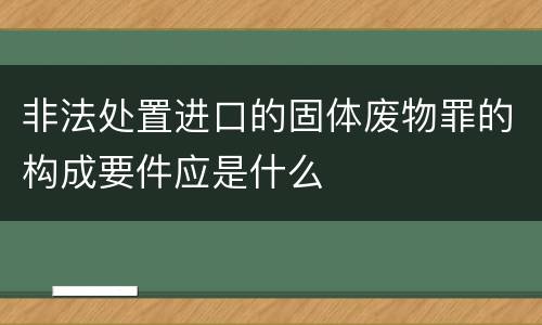 非法处置进口的固体废物罪的构成要件应是什么