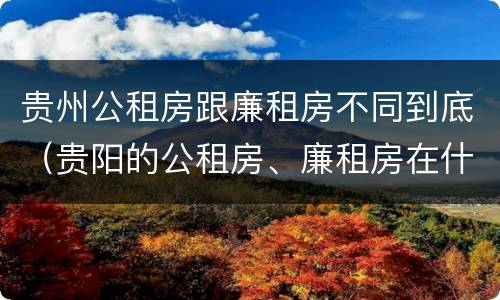 贵州公租房跟廉租房不同到底（贵阳的公租房、廉租房在什么地方?）