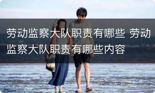 劳动监察大队职责有哪些 劳动监察大队职责有哪些内容