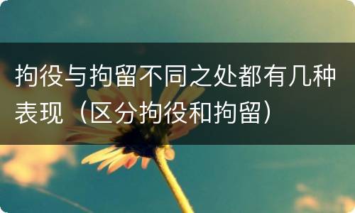 拘役与拘留不同之处都有几种表现（区分拘役和拘留）