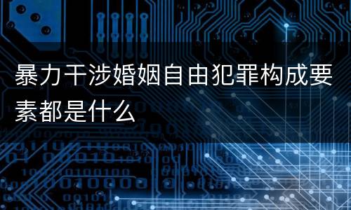 暴力干涉婚姻自由犯罪构成要素都是什么