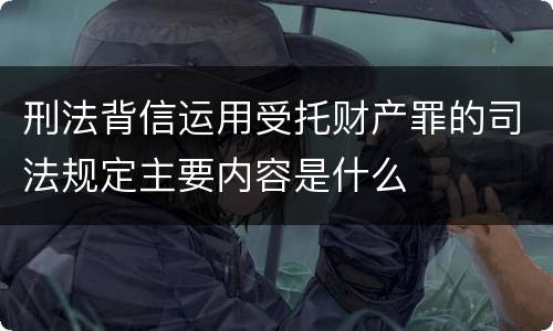 刑法背信运用受托财产罪的司法规定主要内容是什么