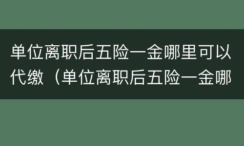 单位离职后五险一金哪里可以代缴（单位离职后五险一金哪里可以代缴呢）